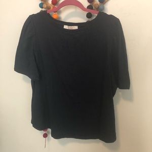 SOLD Navy puff sleeve lace textured tee. Brand new